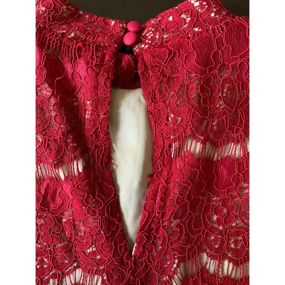 Love Fire Top Size Small Red Floral Lace Sleeveless Halter Lined - Picture 8 of 12